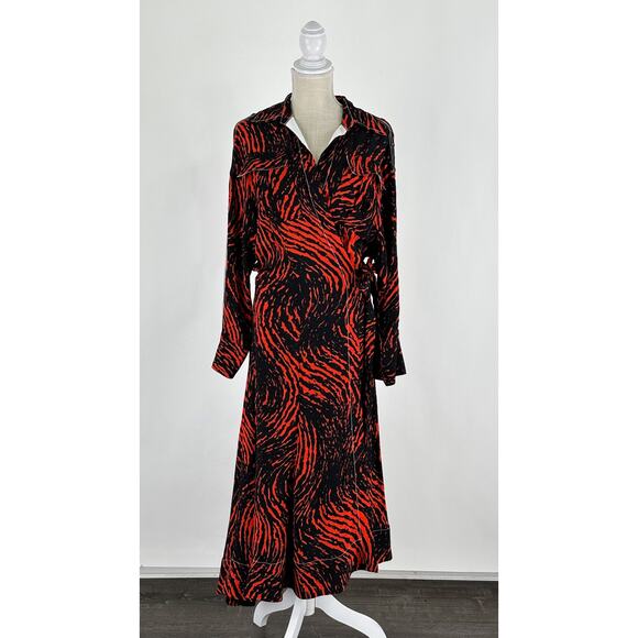 Proenza Schouler Printed Spiral Crepe De Chine Midi Wrap Dress Womens Size 2 New - Picture 3 of 16